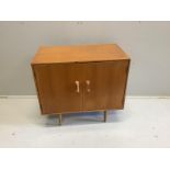 A mid century Stag teak two door low cabinet, width 76cm, depth 43cm, height 70cm