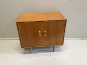 A mid century Stag teak two door low cabinet, width 76cm, depth 43cm, height 70cm