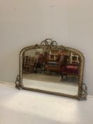 A Victorian giltwood and composition overmantel mirror with rope twist pediment, width 122cm, height