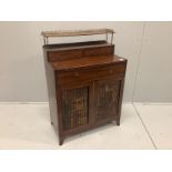 A Regency style mahogany chiffonier with folding writing surface, width 71cm, depth 40cm, height