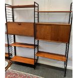 TWO BAYS OF LADDERAX TYPE SECTIONAL SHELVING comprising three one legged uprights, drop-down