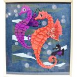 TWO 1960S EMBROIDERED PICTURES: Seahorses 56cm x 44cm, and butterflies 43cm x 58cm Condition