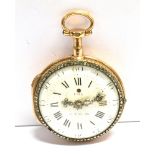 FRENCH DIAMOND AND GEM SET OPEN FACE POCKET WATCH The white enamel dial signed FOL AUX 15 20,