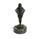 MAX LE VERRIER (1891-1973): A PATINATED BRONZE ART DECO FIGURE of a nude female, her arms
