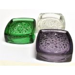 RUDOLF JURNIKL FOR RUDOLFOVA GLASSWORKS: three glass ashtrays/dishes, 15cm diameter Condition Report