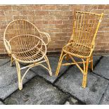 TWO 1970S BAMBOO/WICKER CHAIRS Condition Report : good condition Condition reports are offered as