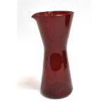 KAJ FRANCK FOR NUUTAJARVI NOTSJO, FINLAND: a ruby red 1610 cocktail pitcher of hourglass form,