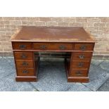 A MAHOGANY TWIN PEDESTAL DESK 122cm wide 64cm deep 77cm high Condition Report : overall wear and