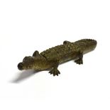 AN AUSTRIAN COLD PAINTED BRONZE ALLIGATOR IN THE MANNER OF FRANZ BERGMANN with hinged compartment to