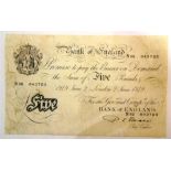 BANKNOTE - GREAT BRITAIN, GEORGE VI (1936-1952), WHITE FIVE POUNDS, BEALE, LONDON 2 JUNE 1949 serial