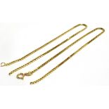 A YELLOW METAL BOX LINK CHAIN tagged 10k A/F, sold as seen, weight 9g