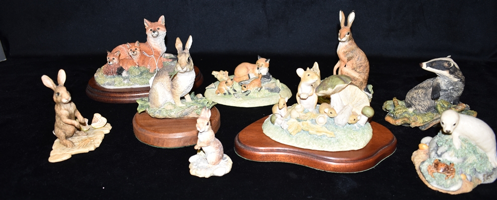 NINE BORDER FINE ARTS FIGURES: B0038 'Family Portrait', WW16 'Family Life', RW1 'Fox', JH23 '