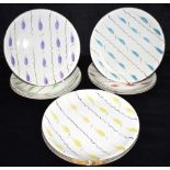 A SET OF TEN 'RETRO' BARRATTS DELPHATIC WARE PLATES 25cm diameter Condition Report : good condition,