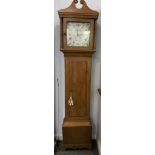 A 19TH CENTURY PROVINCIAL OAK CASED 30 HOUR LONGCASE CLOCK the enamel dial with subsidiary date