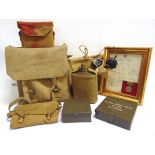 MILITARIA - ASSORTED WEBBING including a shoulder bag, dated 1941; and a small case or semi-rigid