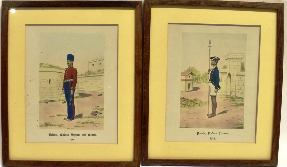 MILITARIA - INDIAN ARMY Six pen and ink, gouache and watercolour portraits of Madras Sappers and - Image 2 of 4