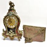 A LARGE 19TH CENTURY FRENCH GILT METAL MOUNTED BOULLE BRACKET CLOCK with Roman numeral enamel