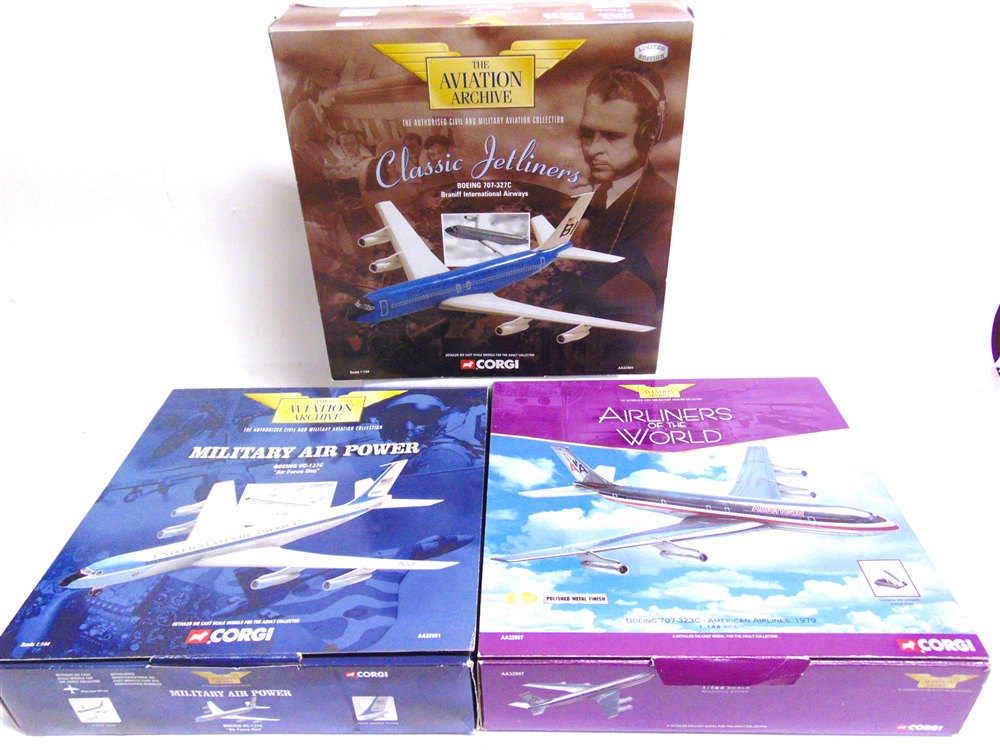 THREE 1/144 SCALE CORGI AVIATION ARCHIVE DIECAST MODEL AIRCRAFT comprising a No.AA32904, Boeing