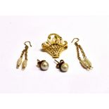 A COLLECTION OF PEARL JEWELLERY comprising a pair of cultured pearl stud earrings stamped 18, a pair