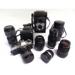 ASSORTED CAMERAS & ACCESSORIES comprising a Yashica 635 twins lens reflex camera, with Yashikor 1: