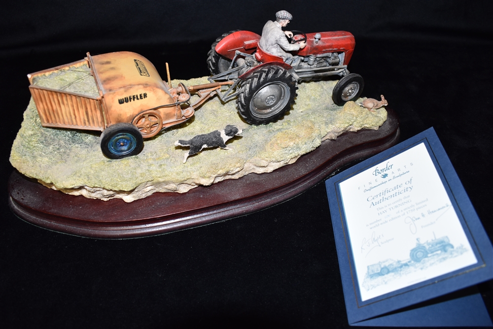 A LARGE LIMITED EDITION BORDER FINE ARTS TRACTOR GROUP 'Hay Turning', numbered 735/1750, with