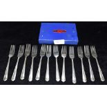 A COLLECTION OF TWELVE SILVER CAKE FORKS Thread pattern, hallmarked for Sheffield 1973 and 1974,