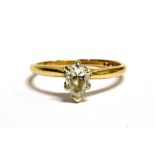 14KT GOLD, PEAR CUT DIAMOND SOLITAIRE RING The ring set with a pear cut diamond measuring approx.