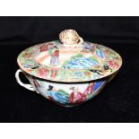 A CHINESE CANTON CUP AND COVER the cup with twin loop handles, the cover with naturalistic knop,