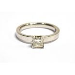 PLATINUM PRINCESS CUT DIAMOND SOLITAIRE RING The coronet set Diamond measuring approx 4.5mm x 4.