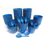 SIXTY MINISTRY OF FOOD BLUE PLASTIC BOWLS & SPOONS