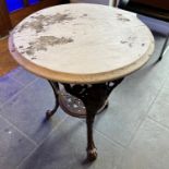 A CAST IRON BASE PUB TABLE the circular top 59cm diameter Condition Report : not old, but reasonable