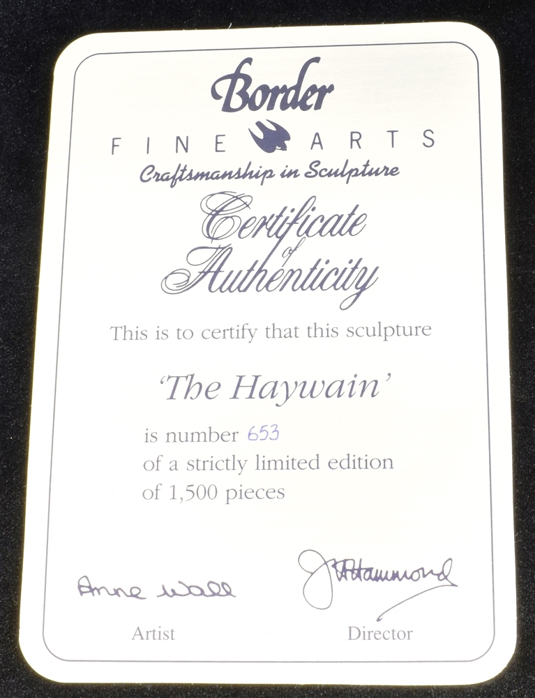 A LIMITED EDITION BORDER FINE ARTS GROUP, model JH73 'The Haywain' by Anne Wall, dated 1992 and - Image 4 of 4