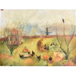 MABEL SUTTON (20TH CENTURY ENGLISH SCHOOL) 'Feeding Time' Oil on board Inscribed and labelled