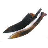 MILITARIA - A MALAYAN EMERGENCY KUKRI circa 1948, the 31.5cm typically curved blade with a plain