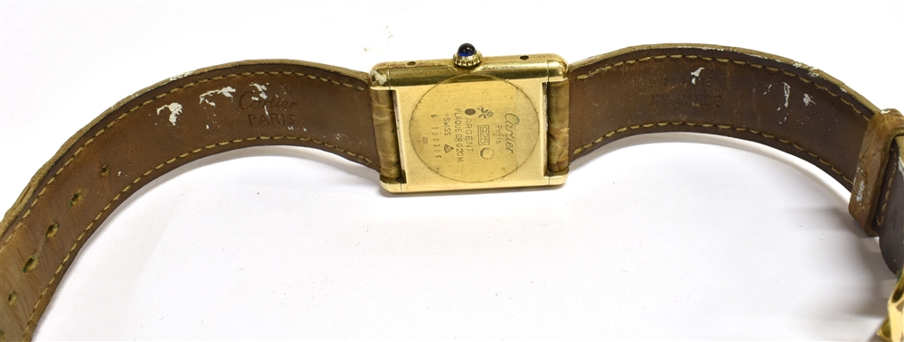 MUST DE CARTIER TANK WRISTWATCH (BOXED) Vintage manually wound, Dial; dark burgundy brown, gilt - Image 4 of 5