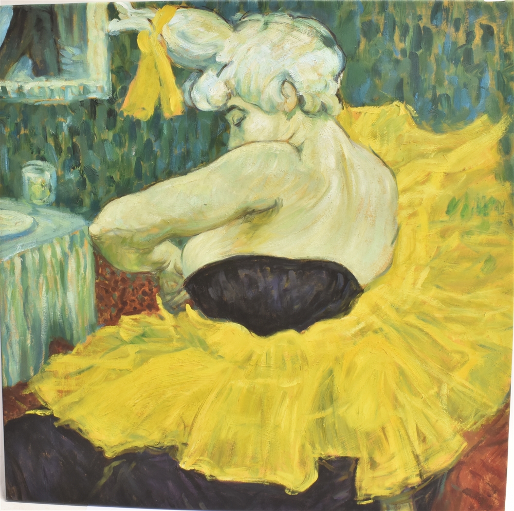 AFTER HENRI DE TOULOUSE-LAUTREC 'The Clown Chao-U-Kao' Oil on canvas 77cm x 77cm Condition - Image 2 of 3