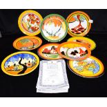 NINE LIMITED EDITION BRADFORD EXCHANGE/CLARICE CLIFF COLLECTORS PLATES: 'Honolulu', 'Red Tree', '