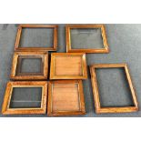 A GROUP OF SEVEN MAPLE FRAMES including a pair with gilt slips 39cm x 47cm overall (28cm x 36cm