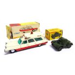 TWO DINKY DIECAST MODEL VEHICLES comprising a No.670, Armoured Car, olive green with matching