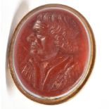 INTAGLIO RED HARDTONE SEAL FOB The Oval Intaglio measuring approx. 2cm x 1.5cm and mounted in