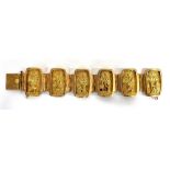 A MARKED 18K YELLOW METAL ARTE OFEBRE SOUTH AMERICAN PANEL BRACELET the bracelet comprising six