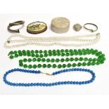 A COLLECTION OF VINTAGE JEWELLERY AND TRINKETS To include gold, silver glass crystal etc,