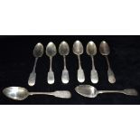 A COLLECTION OF SILVER DESERT SPOONS Crested 19th century fiddle pattern desert spoons (12) matching