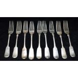A COLLECTION OF CRESTED SILVER FORKS (9) with Fiddle pattern (9) length 17cm, weight 409g, 13 troy
