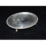 ANTIQUE FOOTED SILVER SALVER OF OVAL SHAPE With beaded rim, four hoof feet, hallmarked Leopards head