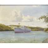 DENYS LAW (1907-1981) Scillonian in Fal Estuary Oil on board Signed lower right 20cm x 25cm