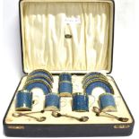 VINTAGE BOXED SIX PIECE COFFEE SET WITH SIX SILVER COFFEE SPOONS Sold as seen No condition report