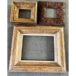 THREE PICTURE FRAMES: the largest 73cm x 63cm overall (aperture 44cm x 34cm); another 41cm square