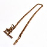 STAMPED 9.375 ROSE METAL ALBERT CHAIN The chain comprising of curb link, T-bar and lobster clasp,