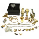 A COLLECTION OF COSTUME JEWELLERY AND WATCHES To include vintage items, condition variable